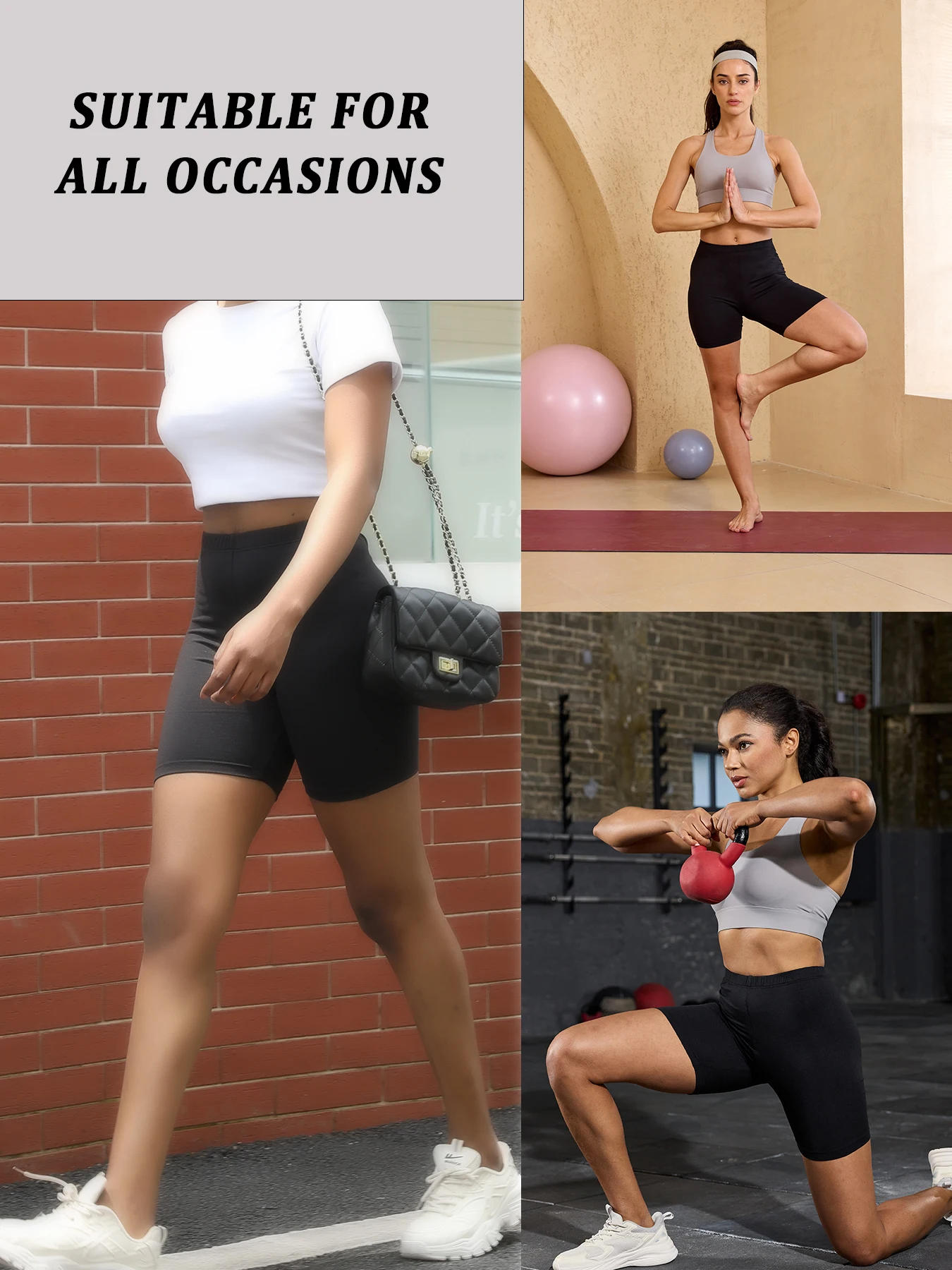 Women's Super Soft Biker Shorts High Stretchy No See Through Workout Running Yoga Athletic 6"Inseam Push Up Gym Fitness Pants