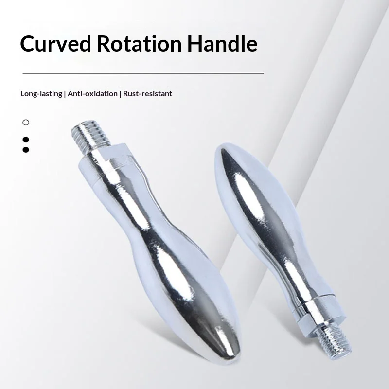 2PCS Surface Chrome Plated Iron Curved Gourd-Shaped Rotating Handles Machine Tool Handle Knobs Handwheels Hardware Accessories
