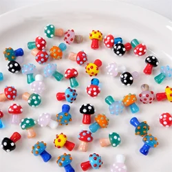 New 5pcs 12x16mm Colourful Cute Mushroom Shape Lampwork Glass Loose Beads for DIY Jewelry Making Findings Handmade Jewelry Bead