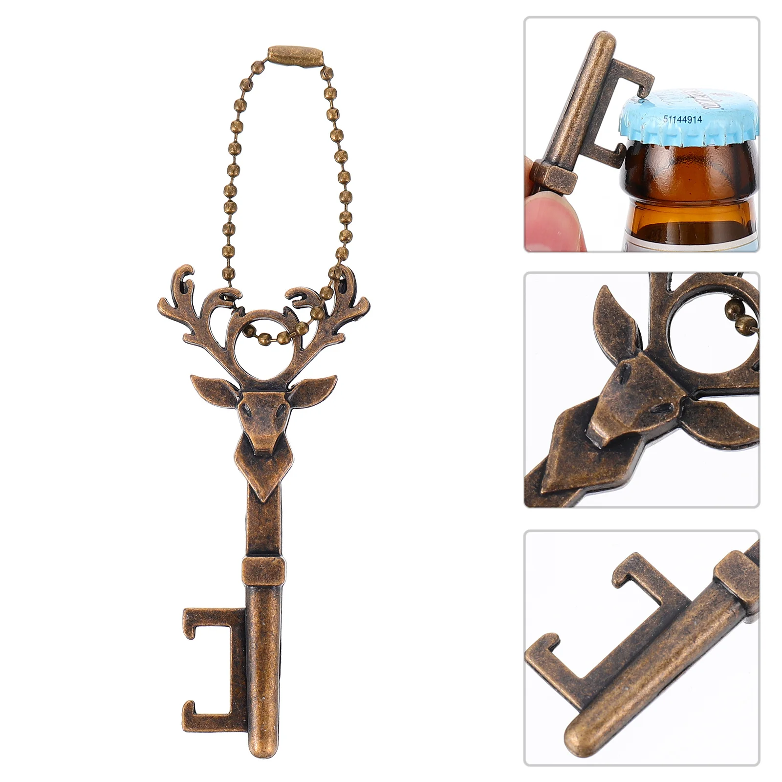 

4pcs Deer Shape Bottle Opener Zinc Alloy Christmas Beer Opening Tool Keychain Pendant For Party Wedding Gift Xmas Decor
