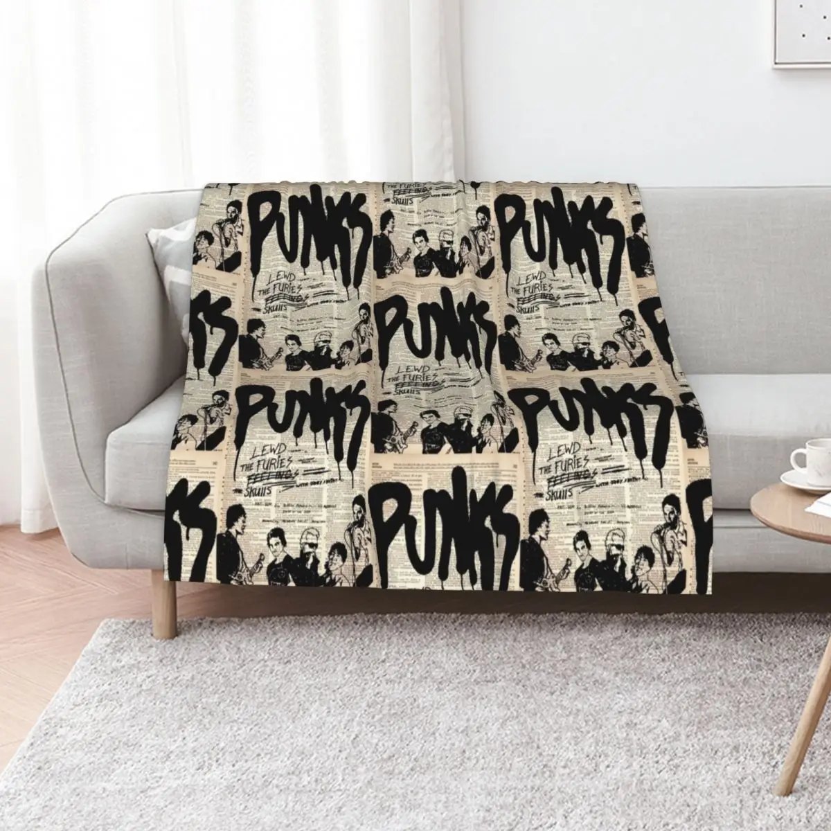 PUNK music Throw Blanket Camping Plush Thin Picnic Giant Sofa Cute Plaid Blankets