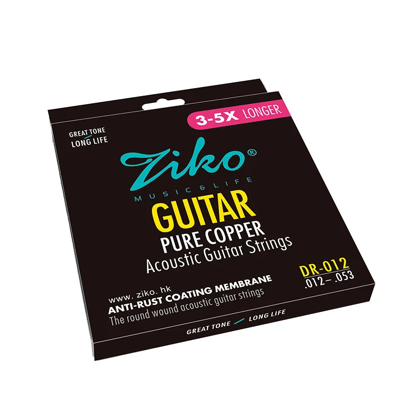 ZIKO DR 010 011 012 Acoustic Guitar Strings Pure Copper ANTI-RUST Musical Instruments Accessories