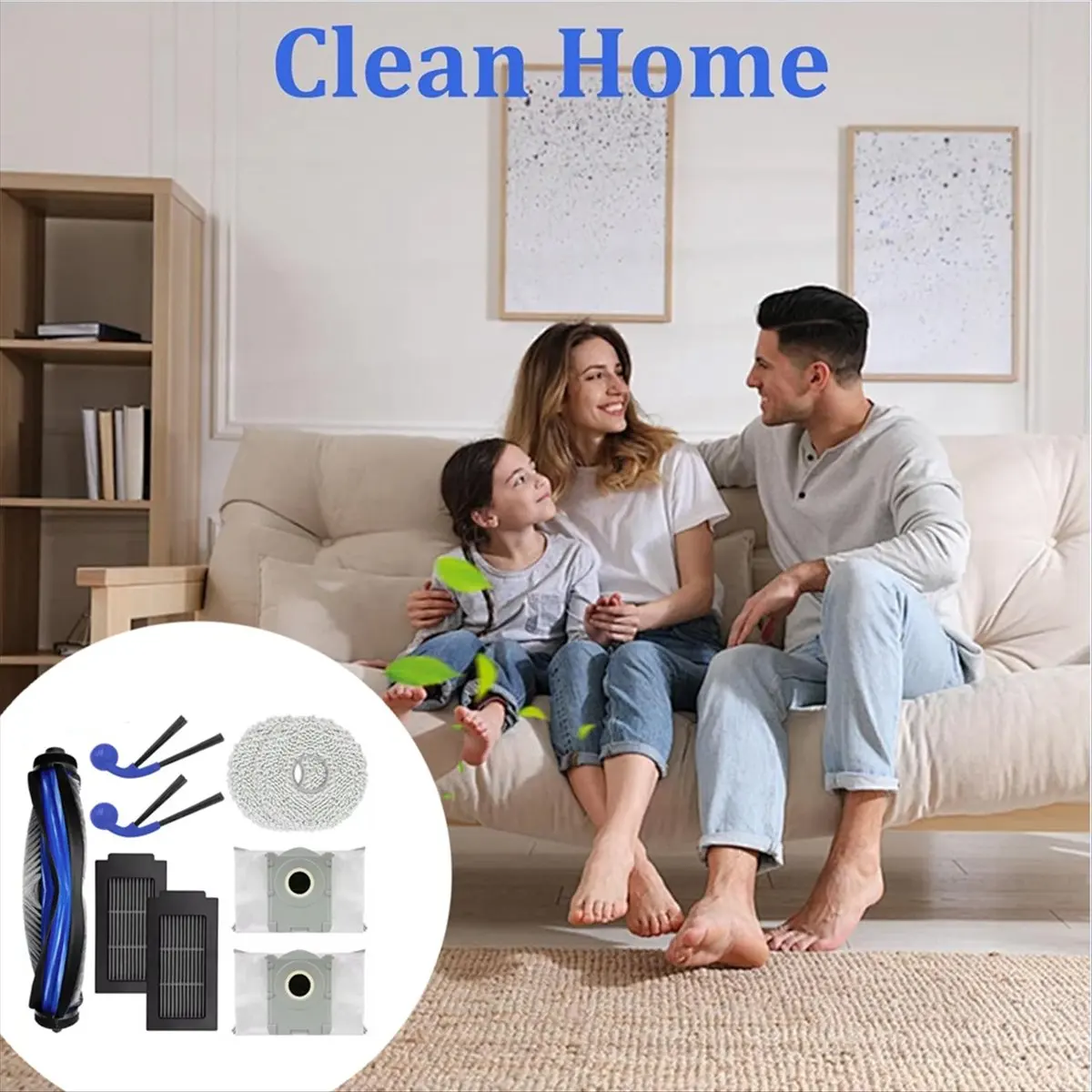 

Запасные части для пылесоса Ecovacs Deebot T30C Omni и T30C Pro Omni, 9 шт., основная щетка, подушечки для швабры, мешок для пыли, боковые щетки