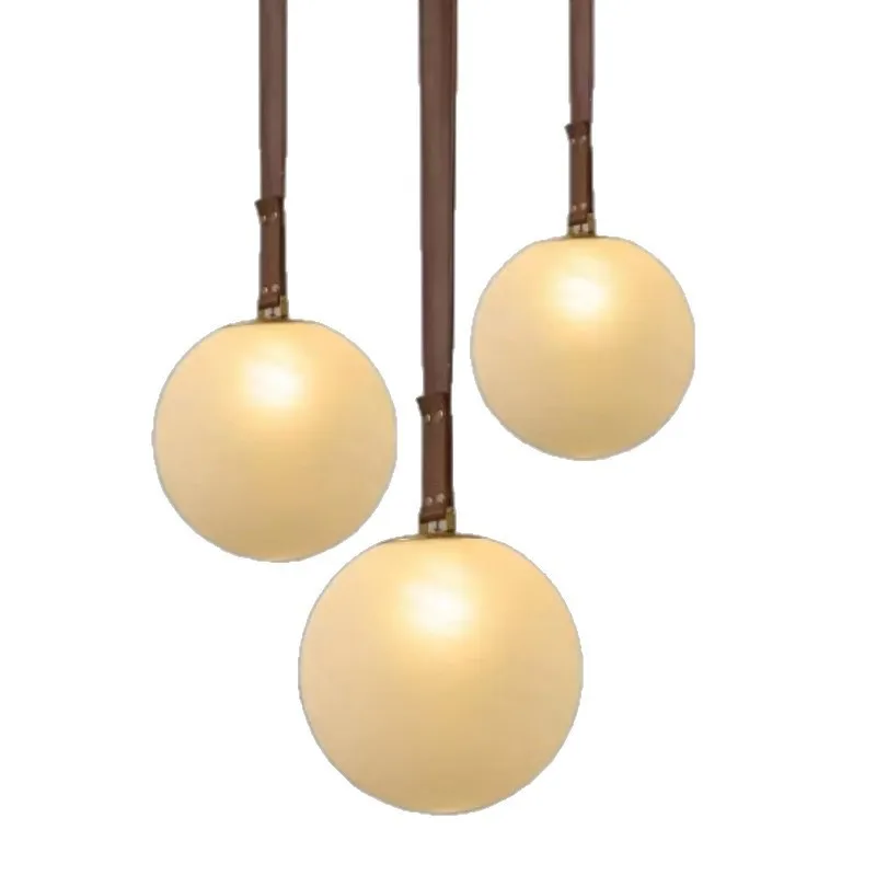 

Nordic fashion belt glass small chandelier, modern minimalist art designer bedside bar living room entrance