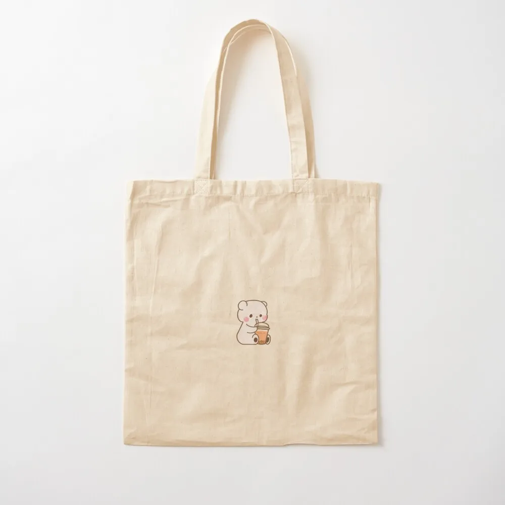 

bear holding boba tea Tote Bag custom canvas bag Eco bag Canvas Tote