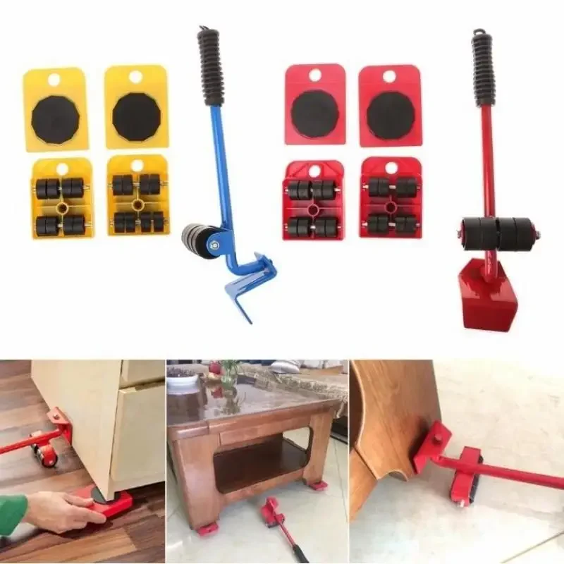 Dropshipping Furniture Mover Set   Tool Transport Lifter Heavy Stuffs Moving Wheel Roller Bar Hand Tools 5 Pcs