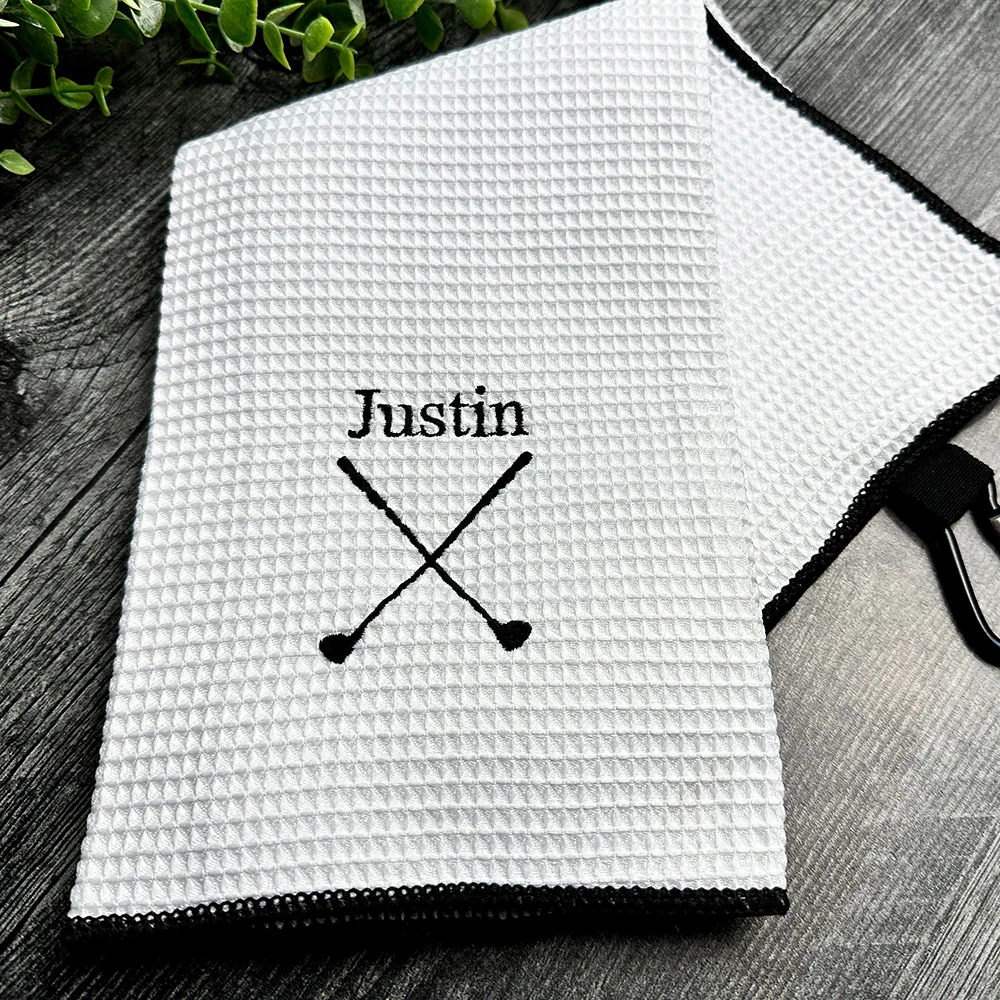 Personalized Embroidered Golf Towel Bachelor Party Father Day Gift Groomsmen Best Men Favors White/Black Waffle Towel