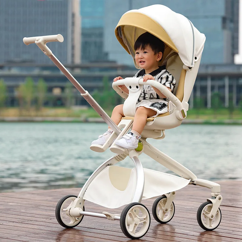 The Latest Model of Portable Baby Stroller Sit and Recline Baby Carriage Foldable High Landscape Two-Way Infant Trolley