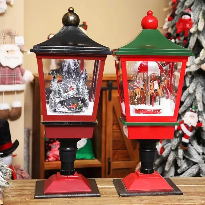 Carousel ski train snow music lights