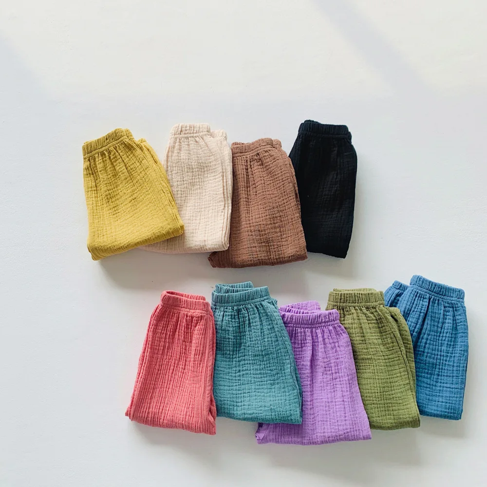 Summer Linen Kids Girls Sunscreen Pant Casual Loose Children Boys cropped Pants Anti-mosquito Trousers