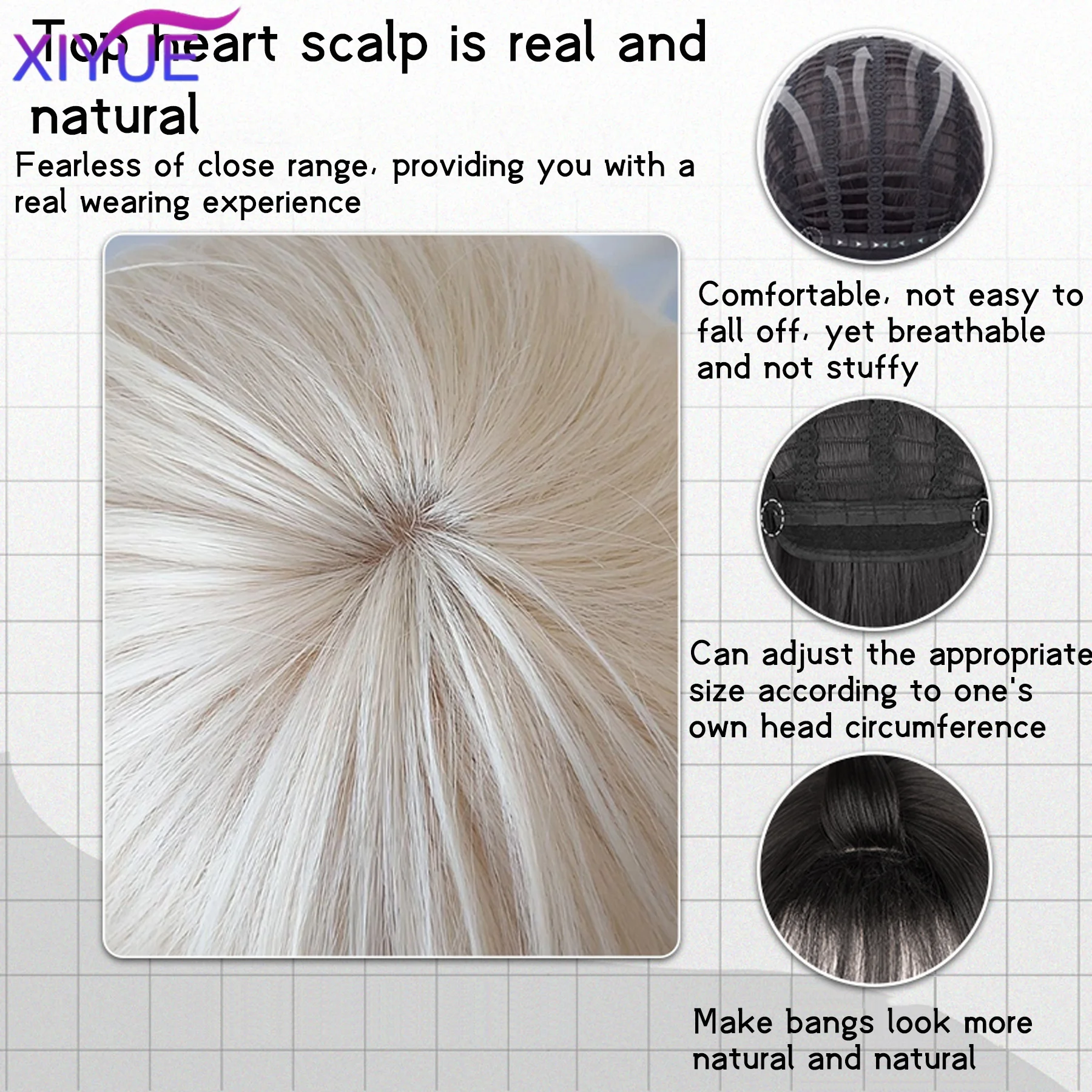 Blonde Mullet Head Wig Synthetic Long Straight Fluffy Lolita Cosplay Heat Resistant Wig Daily Party image 5