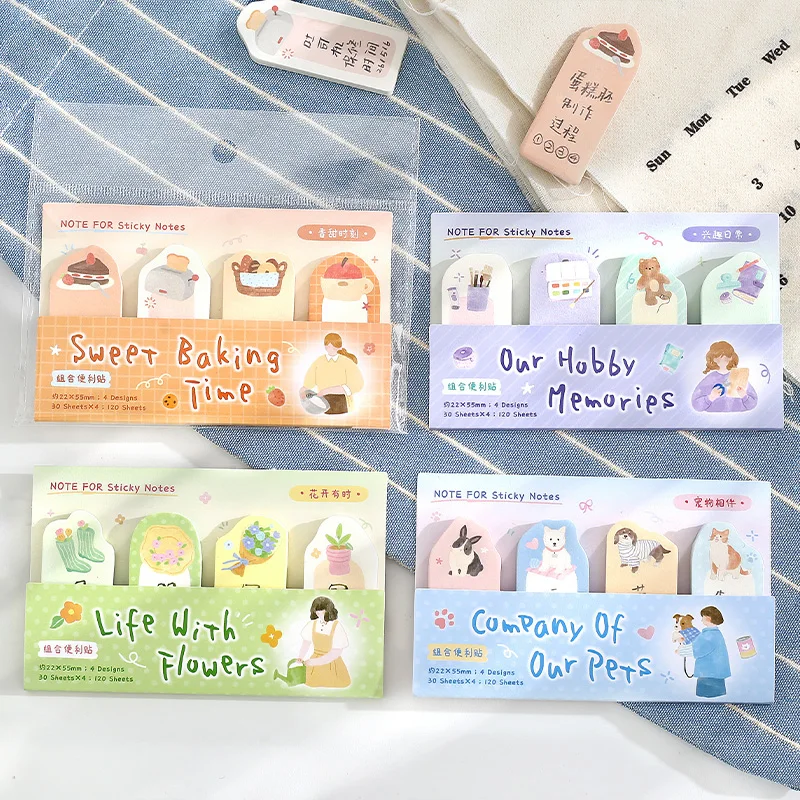 120pcs Long Daily Series Fun and Cute Illustrations Convenience Stickers Student Reading Tags Index Stickers Stationery Supplies