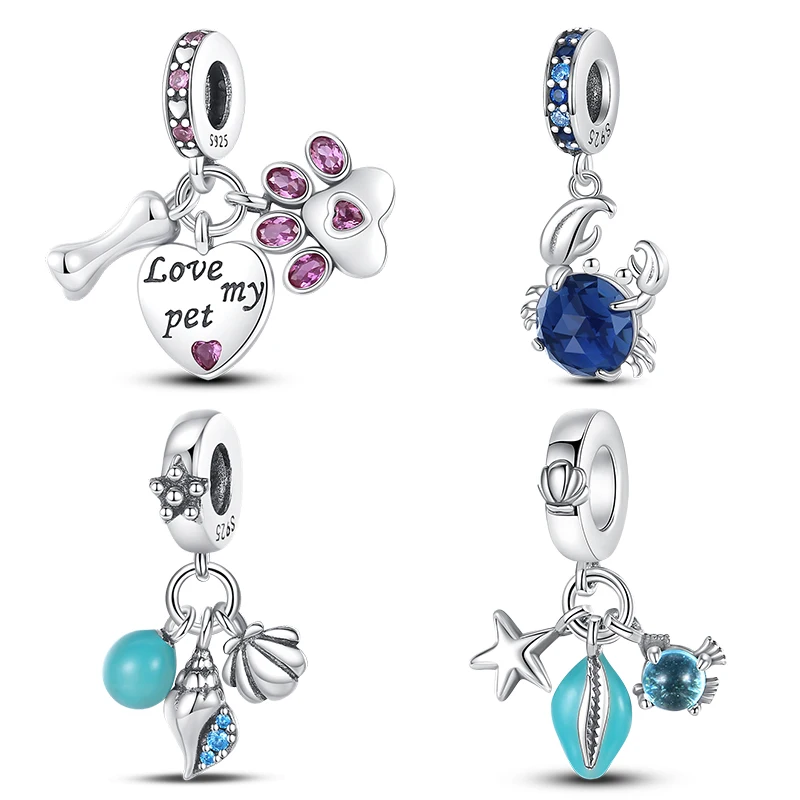 

925 Sterling Silver Charm Beads Luminous Ocean Crab Shell Crab Pendant Fit Original Bracelet DIY Birthday Jewelry Gift For Women