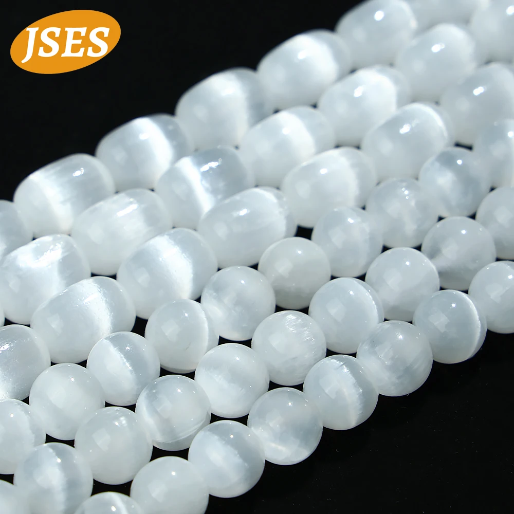 AA-Calcite Sélénite Blanche Naturelle, 4 6 8 10mm, Perles de Pierres Précieuses pour Bijoux, Bracelet de Direction, Collier, Perles en Clip, DIY