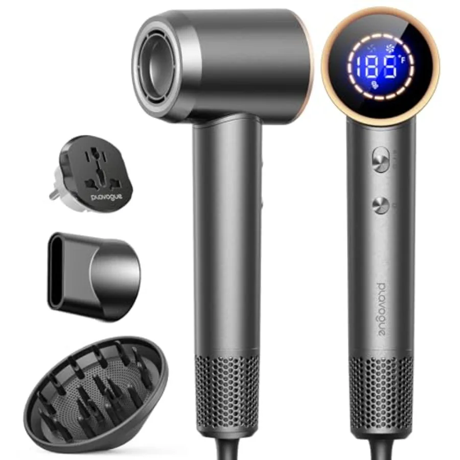 

Дорожный фен с двойным напряжением и диффузором, высокоскоростной ионный фен для женщин, быстрая сушка, низкий уровень шума, легкий, без нагрева