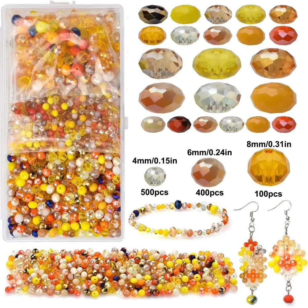 1000Pcs Jewelry Making Assorted Round Beads Geometric Shape String Beads DIY Jewelry Accessories Crafts Mixed Size Loose Bead
