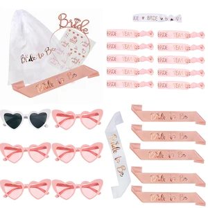 Satin Schärpe für Brautdusche, rosa Gold, Braut, Haarband, Hochzeitsdekorationen, Hen -Night -Geschenke, Junggeselle Partyzubehör, 1 Set 8 Hauptverkäufe Fakten Bad Single Bad - №2