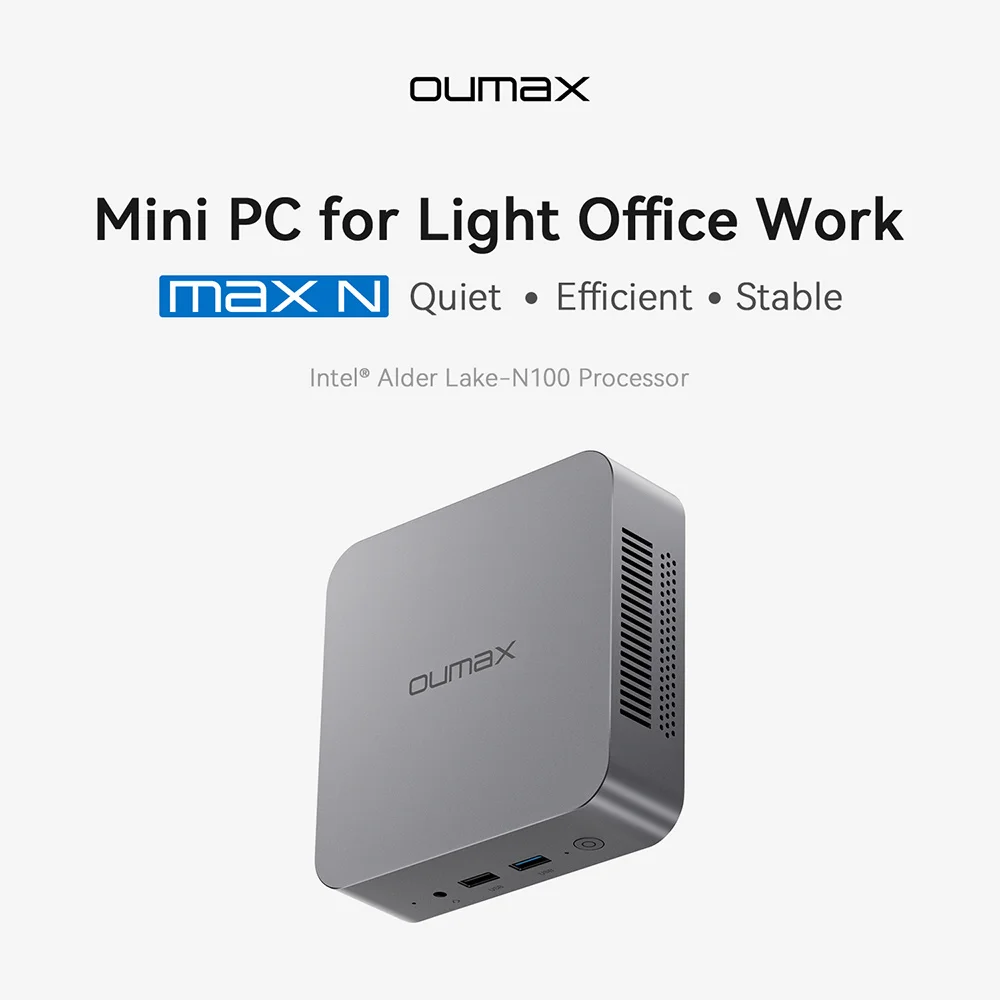 New OUMAX Mini PC Intel N95 8GB 256GB & Max N100 16GB 500GB Quiet Dual 1000M LAN Desktop Computer VS Mini S12 Pro B4 Plus GK3V