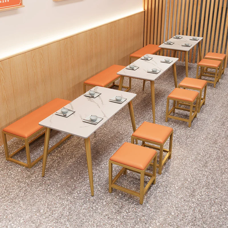 custom.Modern Iron Square Stool Table Chair Combination Fast Food Chains Canteen Noodle Shop Spicy Hot Restaurant Furn
