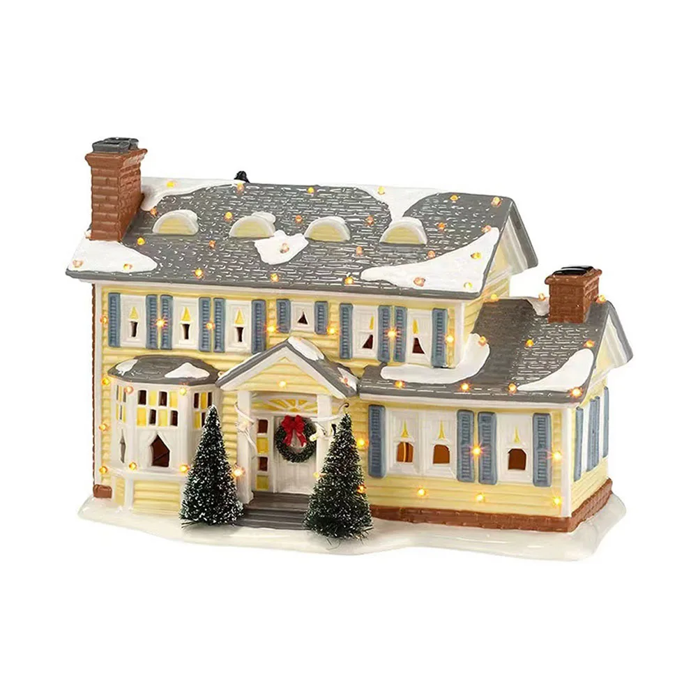 

Illuminated Small House Snow Scene Ornament in Resin Unique Decorative Piece for Creating a Cozy Holiday Vibe at Home