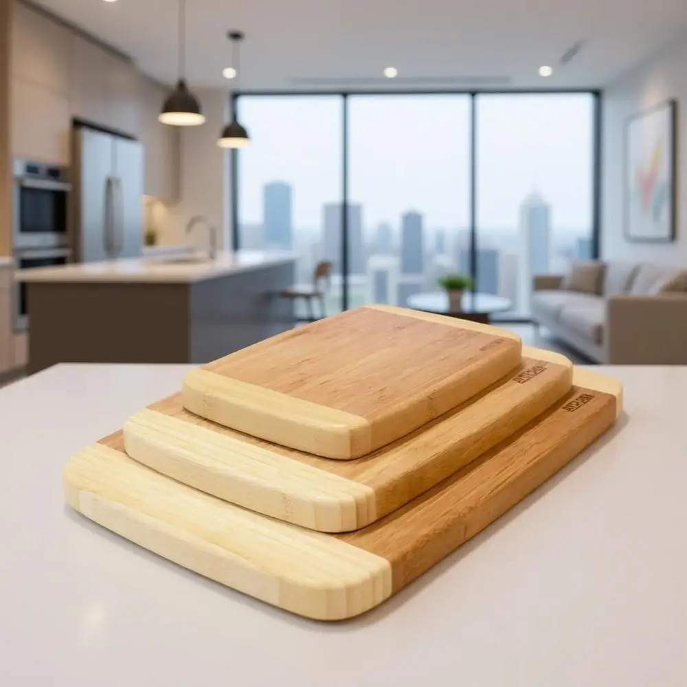 

Tri-Size Bamboo Cutting Board Set (Compact, Midsize, and XL)