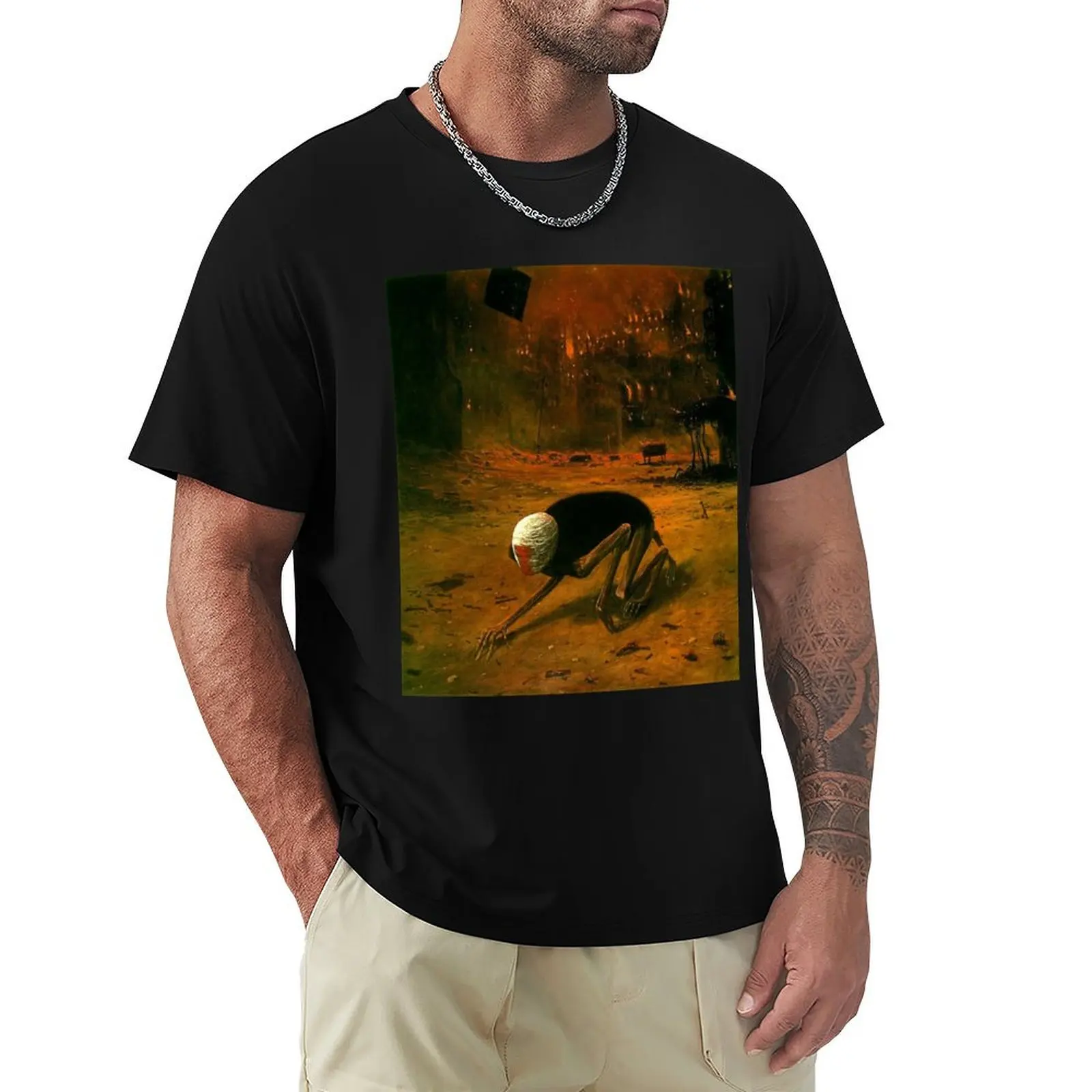 

Untitled (Creature), by Zdzisaw Beksiński T-Shirt anime for a boy men t shirt
