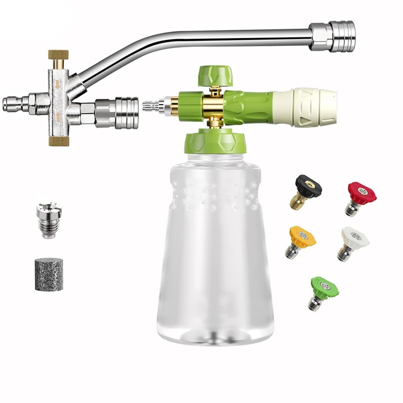 

Foam Cannon With Double Tip Attachment,Adjustable Pressure Washer Foam,5 Power Washer Sprayer Nozzles,1/4Inch