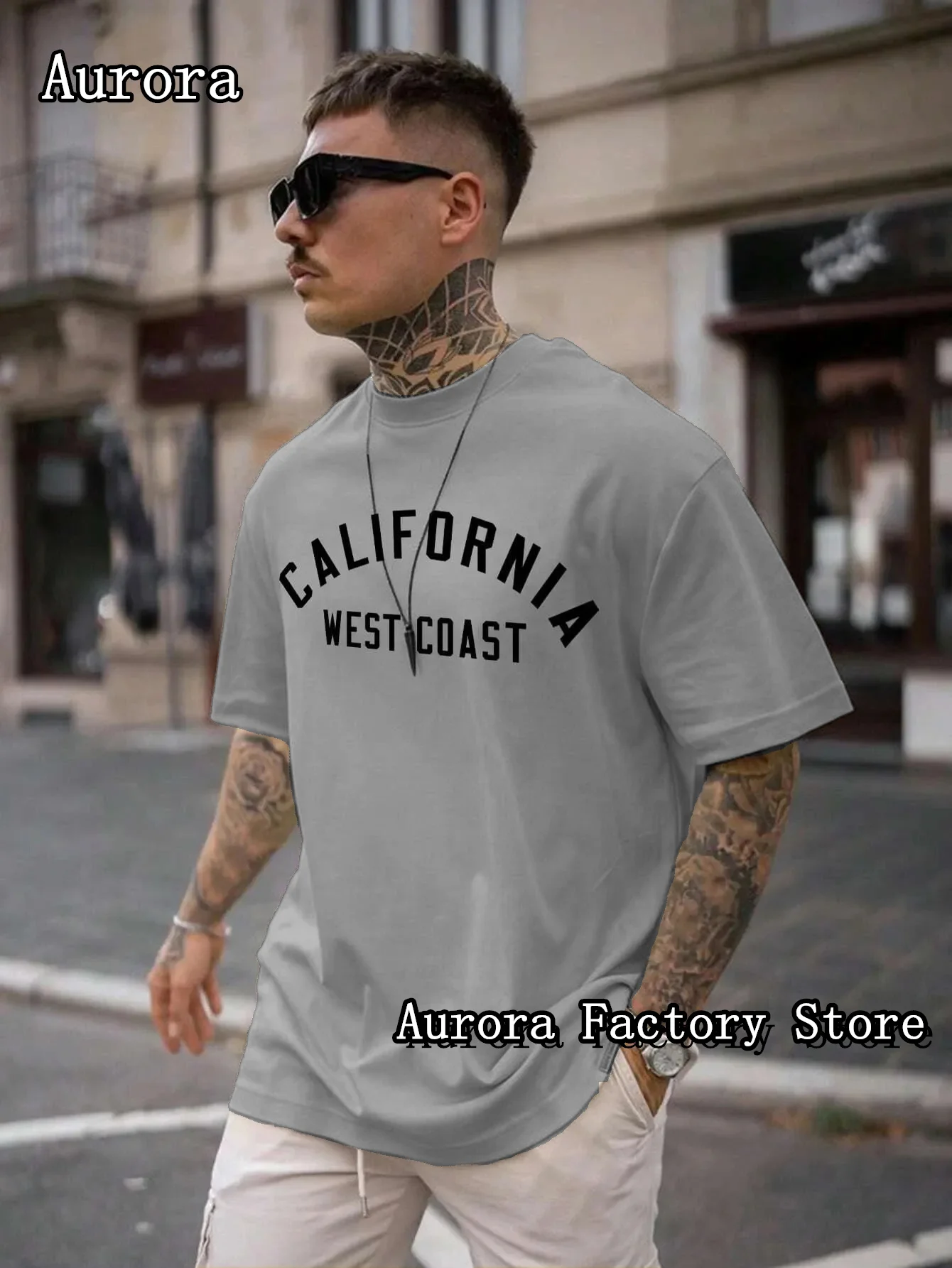 Summer Men Cotton T-Shirt California West Coast Print Tops Tees Male Casual Clothing Fashion Short Sleeve Streetwear Clothing