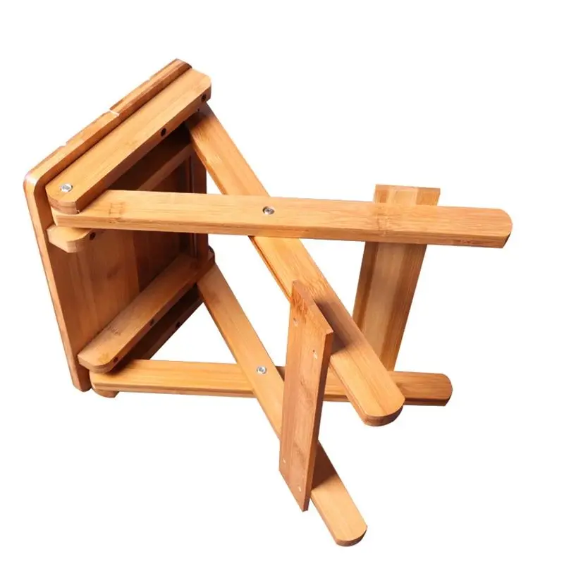 Bamboo Folding Stool for Shaving Shower Foot Rest, Outdoor Fishing Stool Folding Shower Seat, Fully Assembled 31.5cm Height