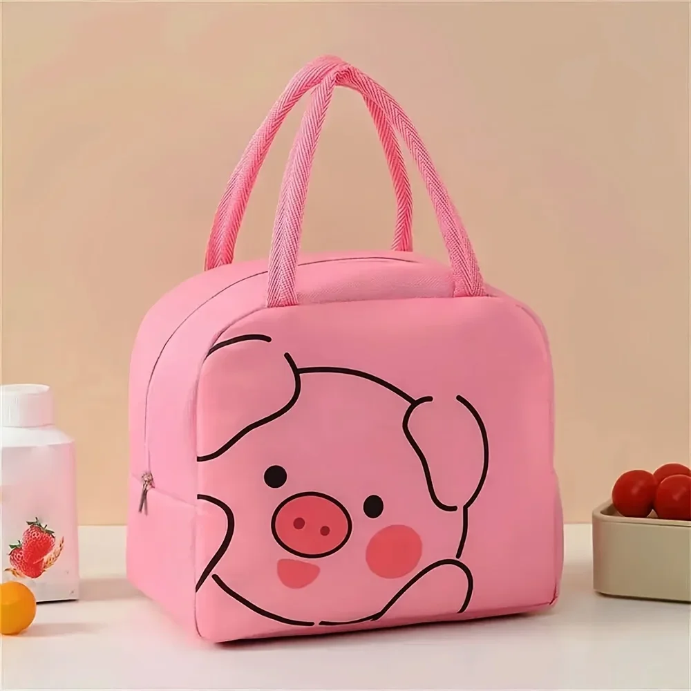 1pc Lunch Bag, Portable Cute Cartoon Pattern Thermal Bento Bag, Reusable Thickened Insulation Lunch Bag