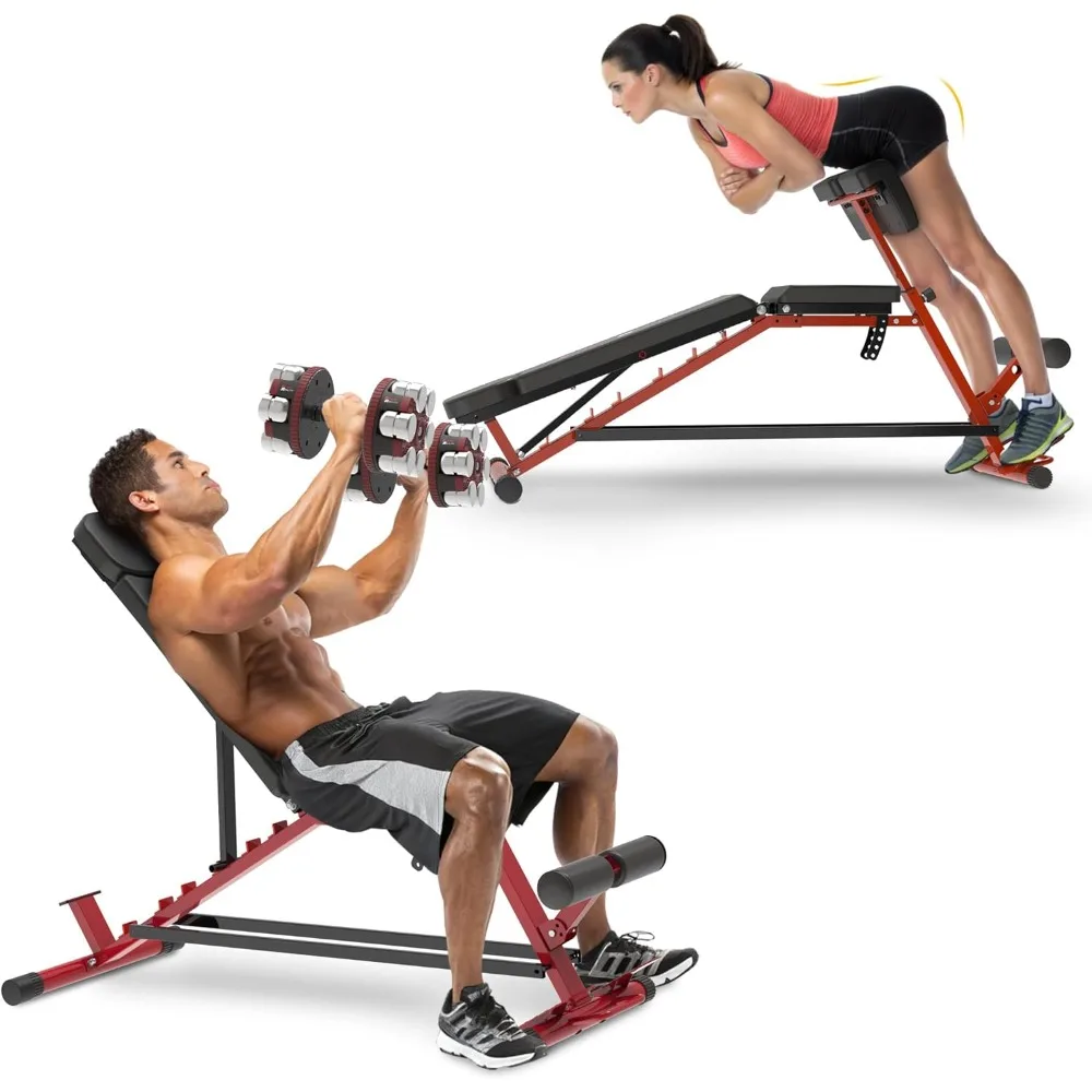 3-in-1 FID Weight Bench, Hyper Back Extension, Roman Chair, Adjustable Ab Sit up Bench, Incline Decline Bench