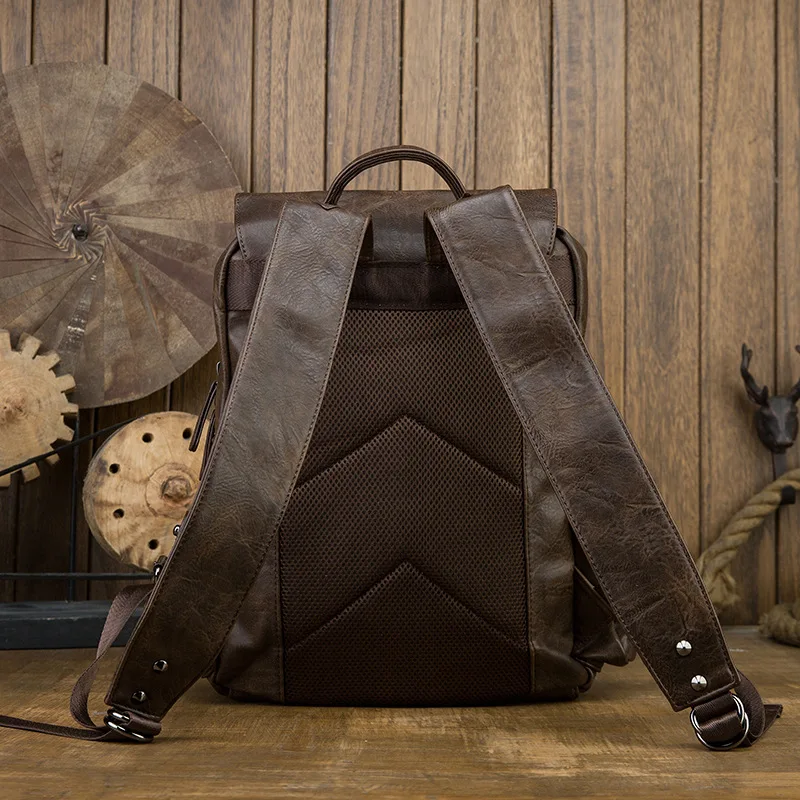 Johnature Handmade Cowhide Man Bag Backpack 2024 New Leisure Genuine Leather Laptop Backpack Fashion Large Capacity Travel Bag