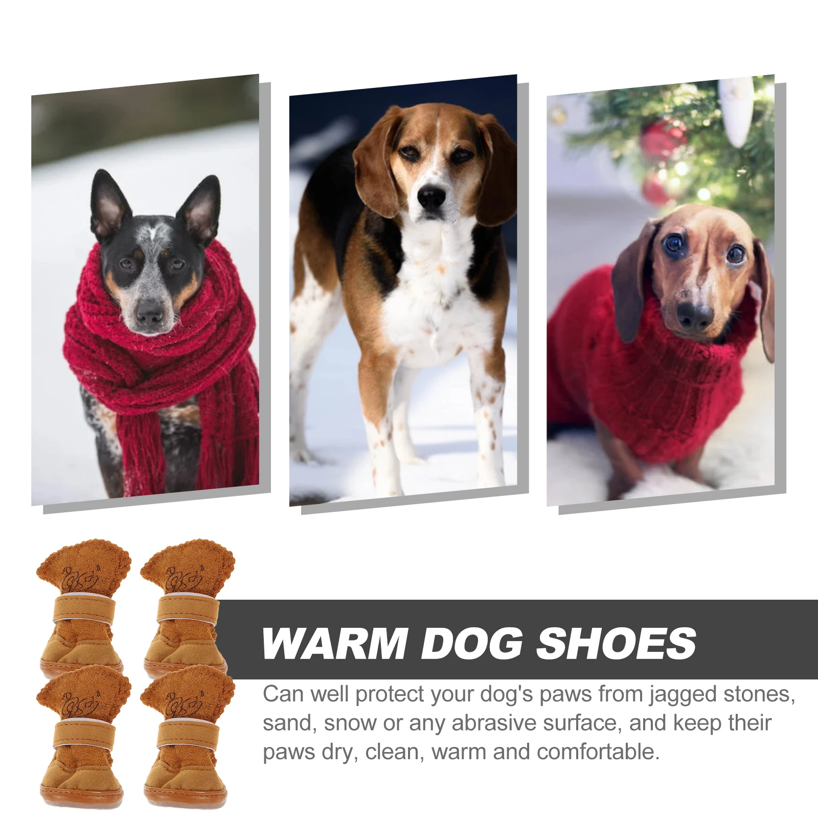 

4 Pcs Dog Lamb Snow Boots Coffee Booties Shoes Pet Winter Gear Puppy Dogs for Pets