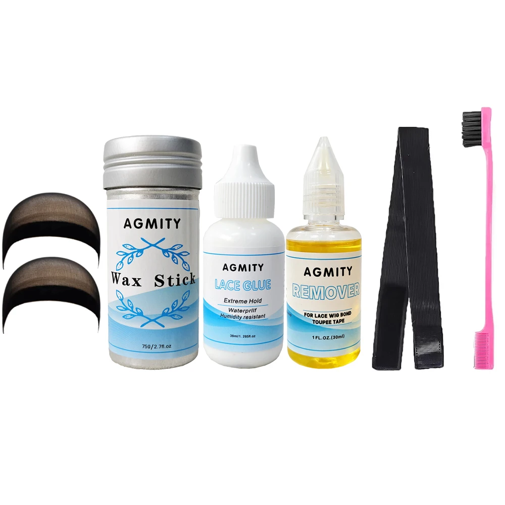 

Wig lace glue set Waterproof Lace Front Adhsive for Wigs with Tools and Hair Wax Stick (Lace Adhesive/Wig Glue Remover/Wax Stick