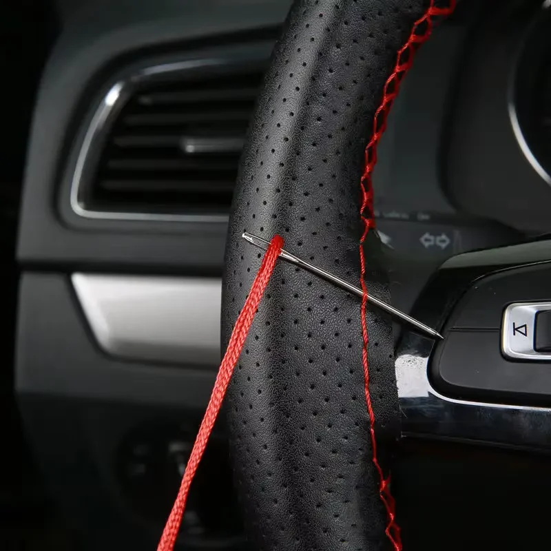 Car Steering Wheel Cover Needles And Braid Thread Artificial Leather Car Covers Suite 2 Color DIY Texture Soft Auto Accessories