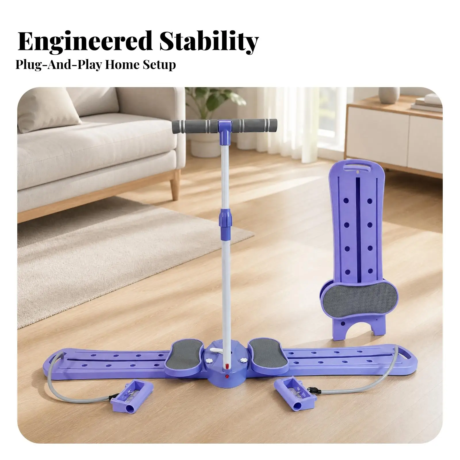 Home Leg Training Machine for Thigh and Hip Shaping with Textured Footrests and Locking Handlebar for Safe Exercise Session