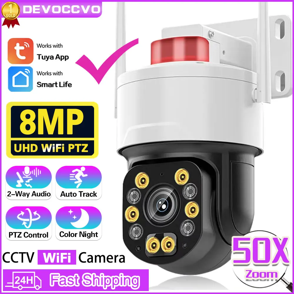 8MP PTZ WiFi Camera 50x Optische Zoom Wifi Outdoor Menselijk AI Auto Tracking WiFi CCTV P2P Audio Surveillance CCTV Camera Tuya