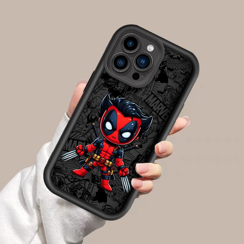 Marvel Creative Deadpool For Apple iPhone 15 14 13 12 11 XS XR X 8 7 Pro Max Plus Pro Shockproof Soft Eye Ladder Phone Case