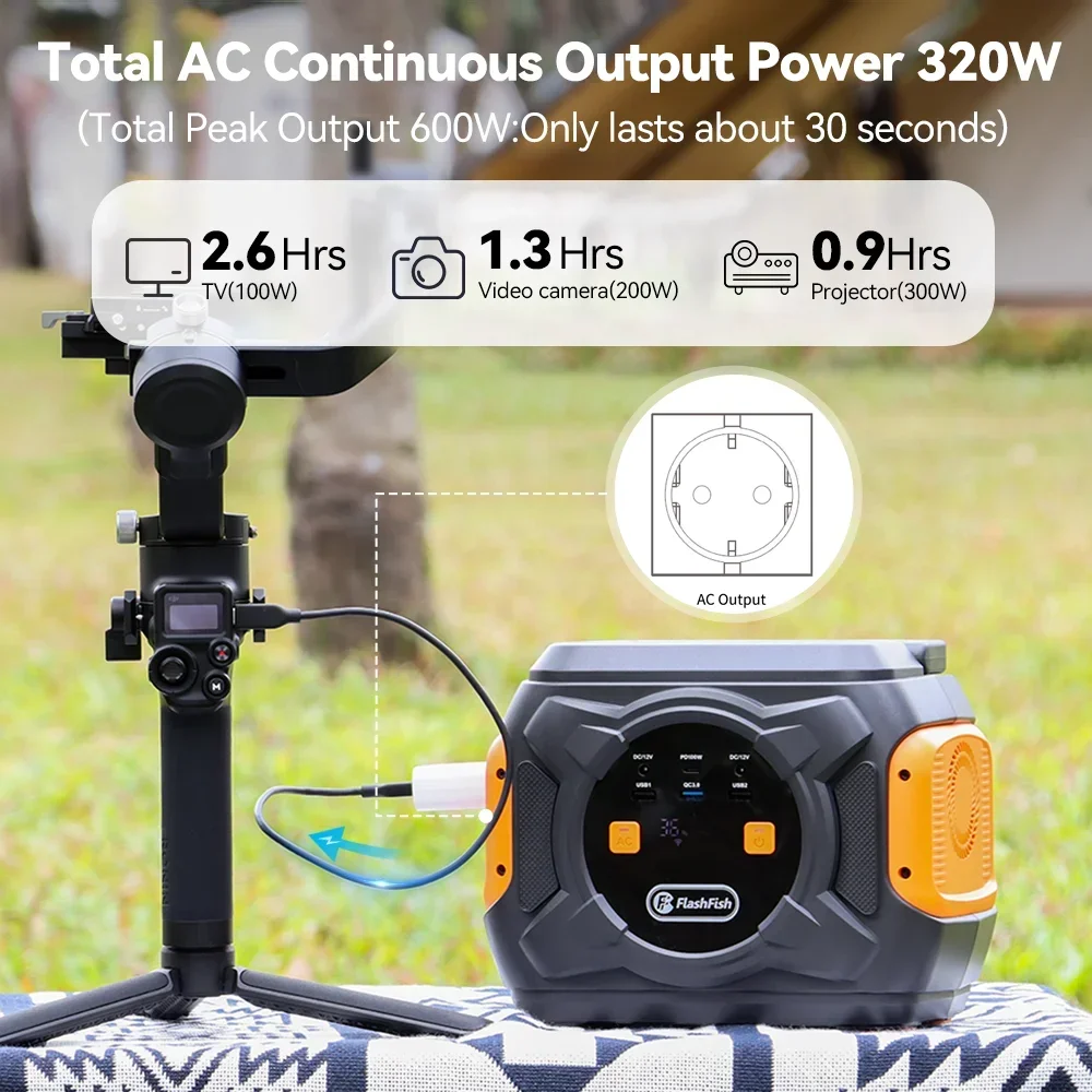 Generator słoneczny Powerstation 100W PD Battery AC Power Bank z panelem słonecznym 100W 18V A301 230V 320W Elektrownia 292Wh/80000mAh