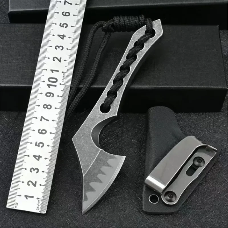 D2 steel integrated keel small axe outdoor camping high hardness self-defense rescue hunting EDC multi-function tool