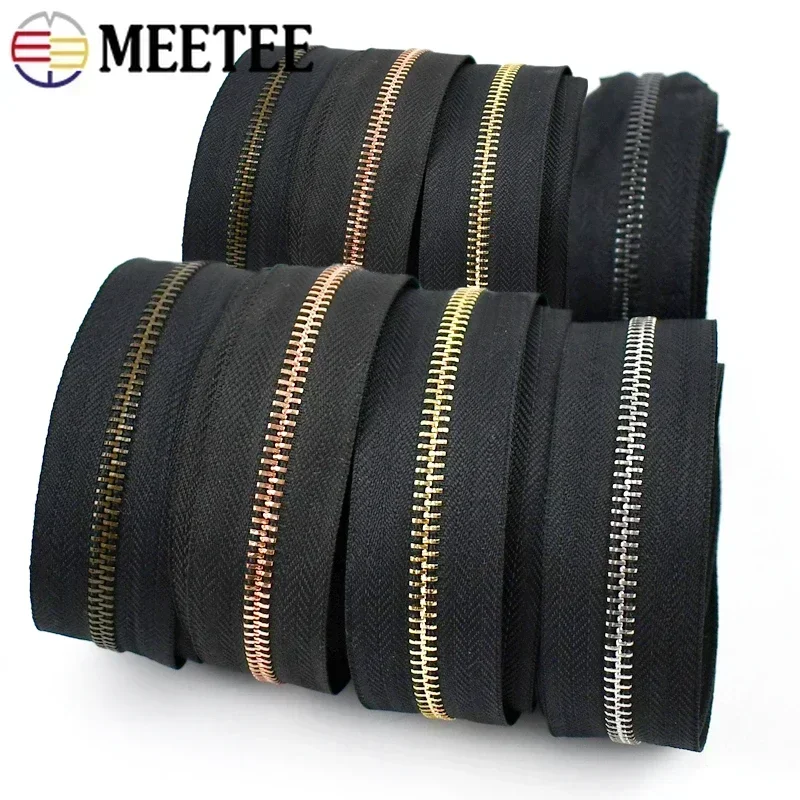 1/2/5Yards 3# 5# Metal Zippers Tapes for Bag Clothes Zipper Jacket Black Zip By The Meter Zips Repair Kit DIY Sewing Accessories