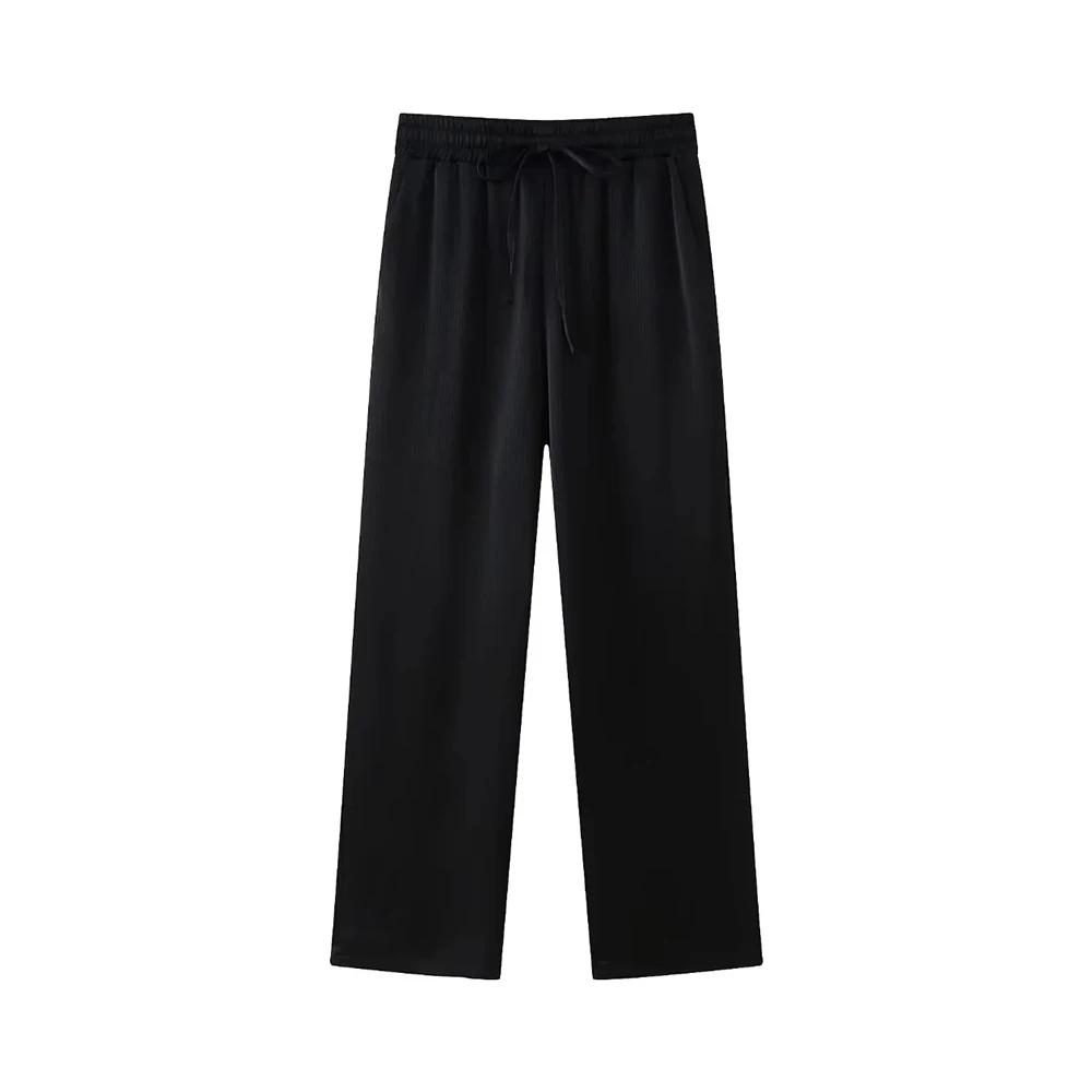 Losse blazerjas met dubbele rij knopen en broek met hoge elastische taille en wijde pijpen, vrouwelijke tweedelige sets, mode