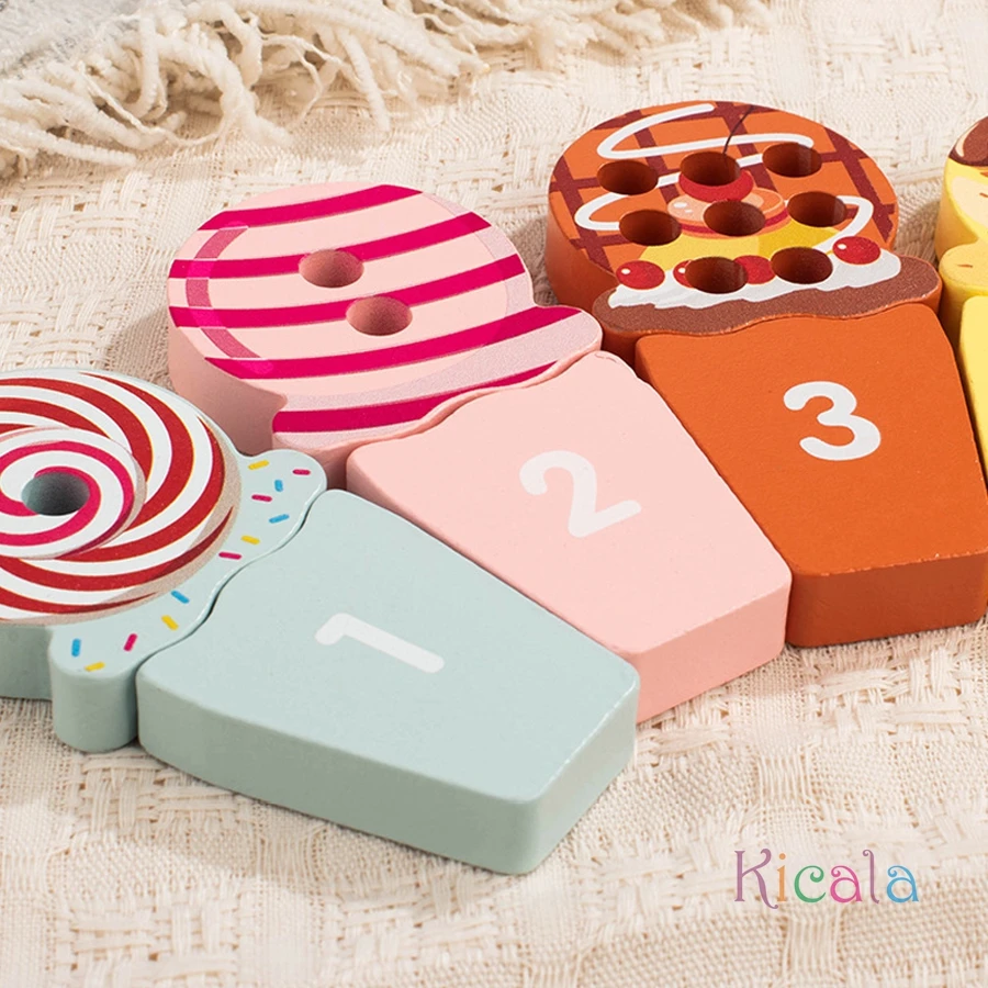 Kid Ice Cream Counting Peg Board Math Toy Montessori Teaching Tool Number Matching Cognition Kindergarten Learn Educatinal Game