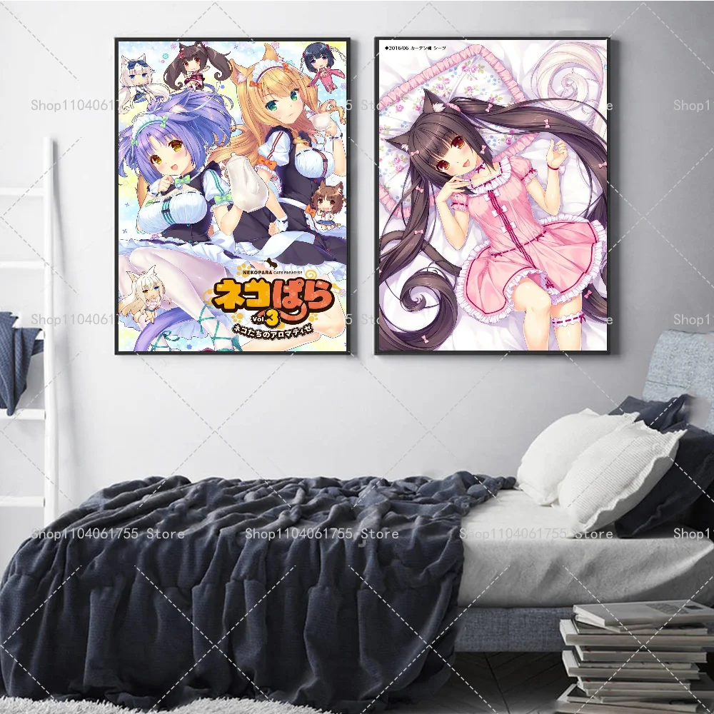 1PC Nekopara Anime Classic Anime Poster Self-adhesive Art Waterproof Paper Sticker Coffee House Bar Room Wall Decor