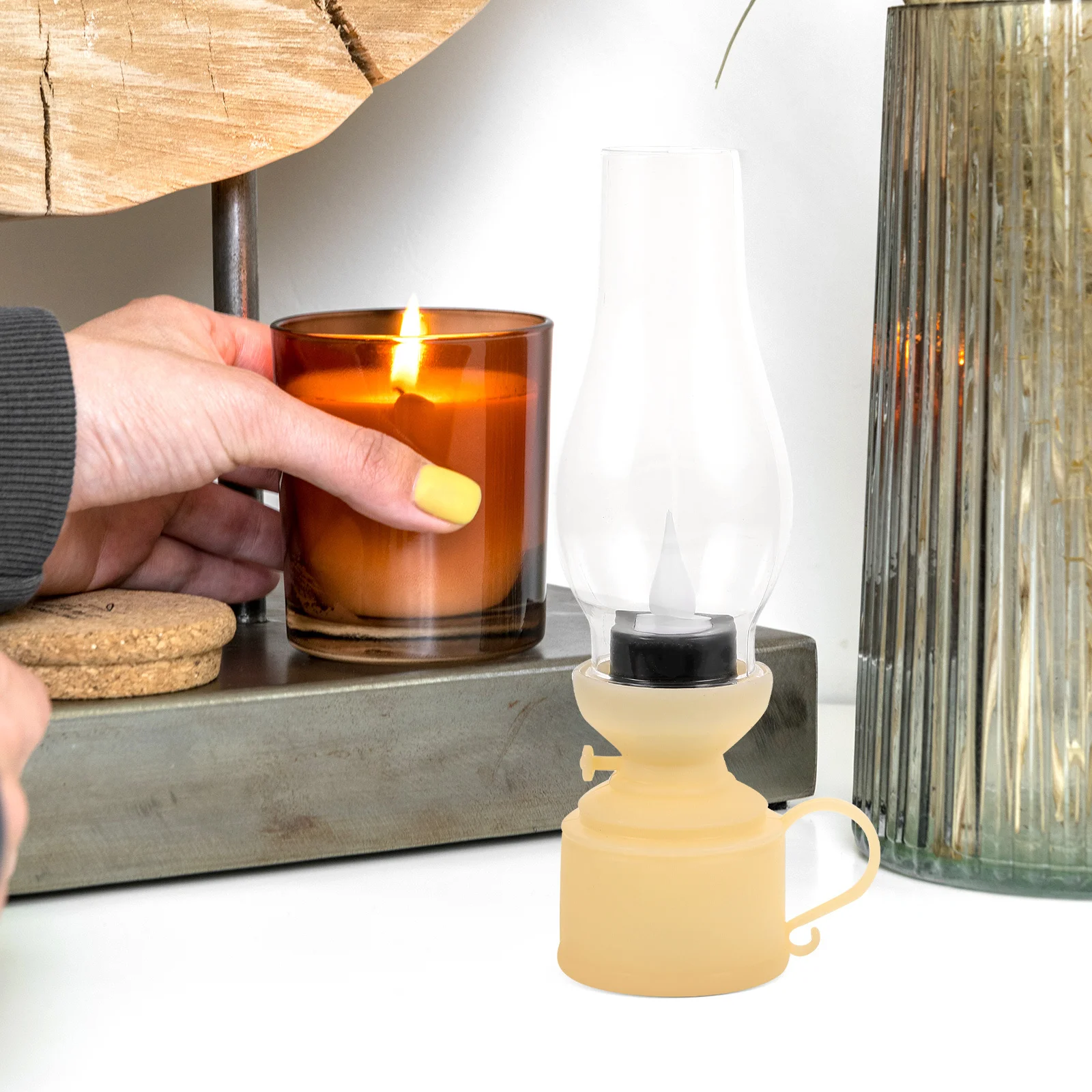 Led مصباح خمر فانوس عديمة اللهب للديكور المنزل في الهواء الطلق استخدام الطوارئ المحمولة ضوء الليل الرجعية النفط