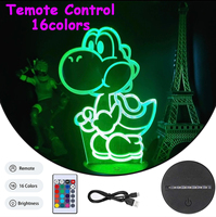 3D Illumination LED Little Night Light Super Mario Bros USB Charging Decoration Desk Lamp Birthday X-mas Gifts for Kids 16color