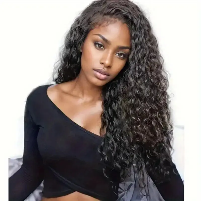 Rosabeauty HD 13X6 360 Full Transparent Deep Water Wave curly Lace Frontal Wigs 30 40 Inch 13X4 Front Human Hair Wig 250 Density