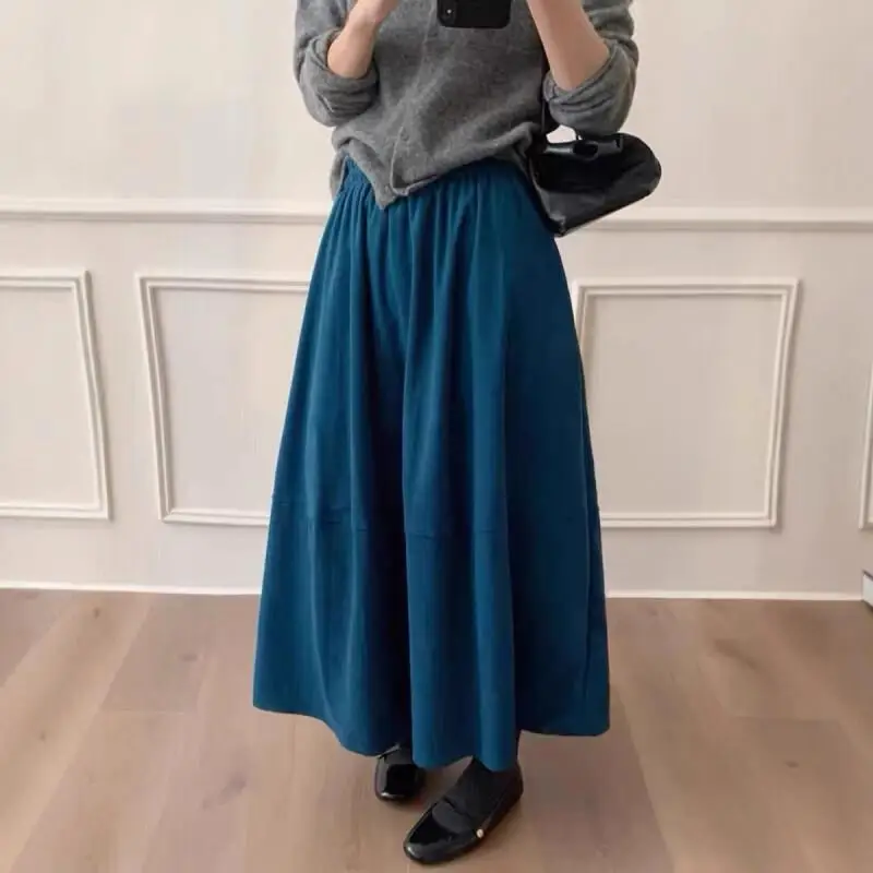 Saia feminina outono e inverno saia de veludo cintura alta emagrecimento uma linha saia casual elegante jovem versátil estilo coreano