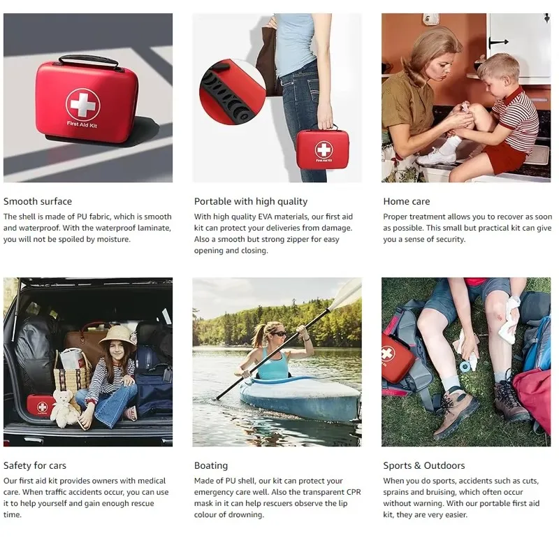 Portable First Aid Kit For Outdoor Adventures, Hiking, Car Traveling, And Camping (First Aid Kit Does Not Include Medication)