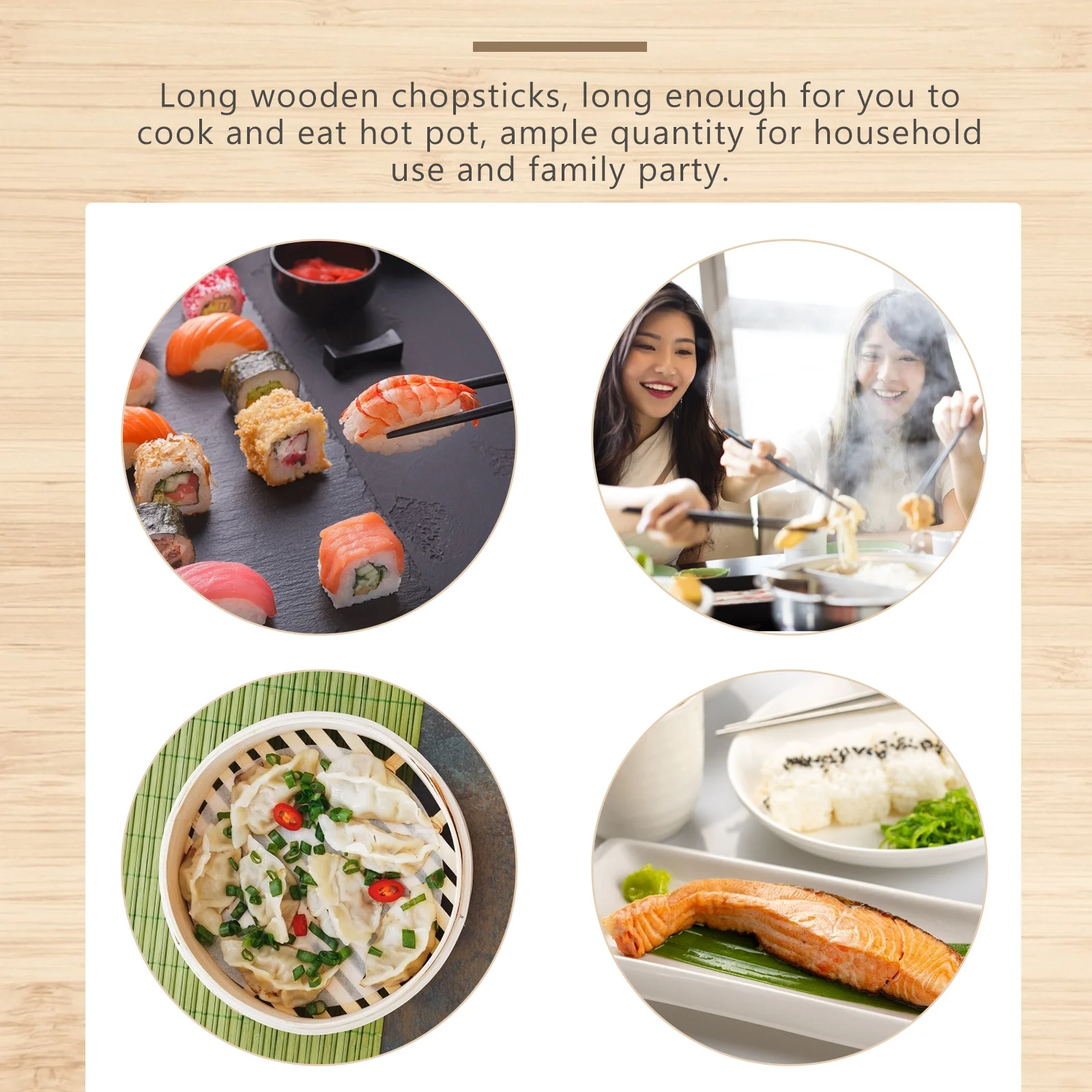 

1Set Long Wooden Hot Pot Chopsticks Cooking Chopstick Burr Free Polished Safe for Cooking Eating Hot Pot Chopstick